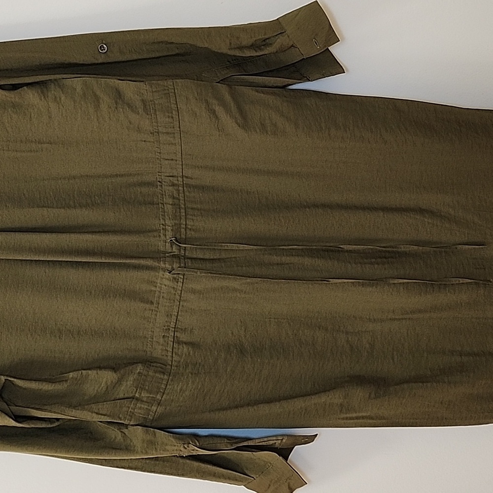 Anthropolie Mauve Drawstring Midi Shirtdress Oluve Green Sz 00 - Picture 13 of 16